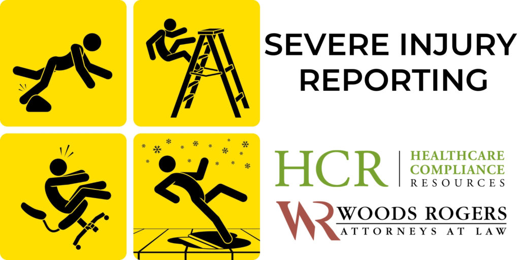 four cartoon images of a figure being injured with an HCR and WR logo